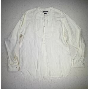 Murano Mens Linen Shirt Large White Long Sleeve Henley Beach Resort Lightweight